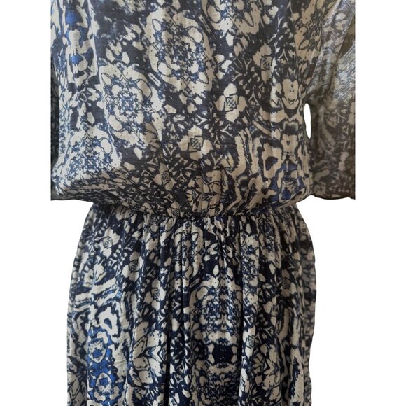 Zara Blue & White Floral Print Small Dress V-Neck - Picture 5 of 12